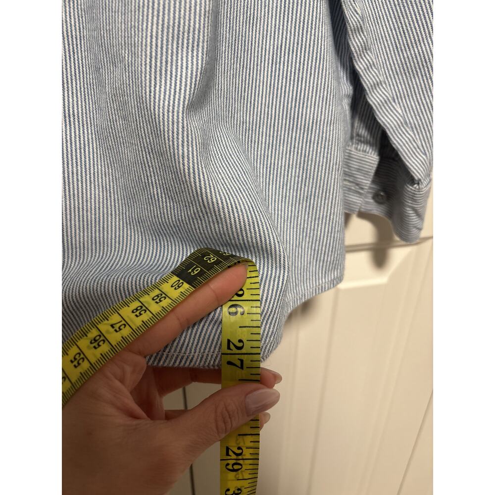 J.Jill Petite Denim Blue Pinstripe Button Down Shirt M - Picture 6 of 7